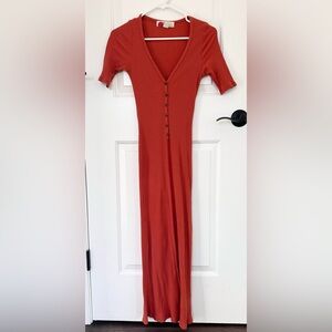 Free People Rust Button-Down Maxi Dress